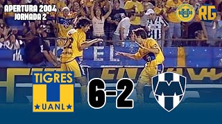 LA MAYOR GOLEADA Y HUMILLACION | TIGRES 62 MONTERREY | J2 Apertura 2004 | GOLES  SILVERA, GAITÁN