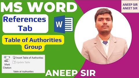 Ms Word - References Tab - Table Of Authorities Group - Mark Citation - Update Table - Insert Table