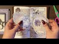 Asmr creative journal  blue vintage butterfly  scrapbooking  not talking  no sounds