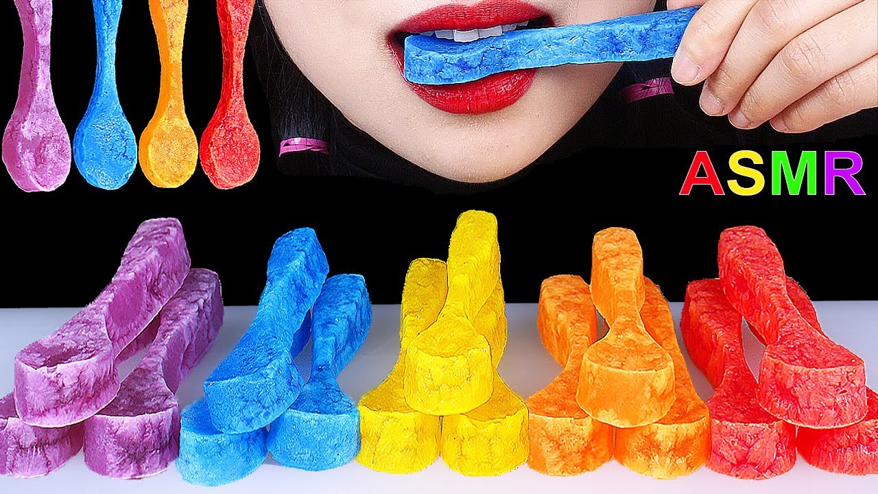ASMR *KOHAKUTO* MUKBNG RAINBOW EDIBLE SPOONS DESSERTS EATING SOUND 코하쿠토 먹방 무지개 먹는 수저 디저트 이팅사운드 こはくとう