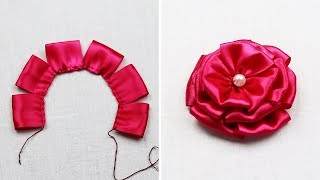 Hand Embroidery : Ribbon Flowers Embroidery / Ribbon Work