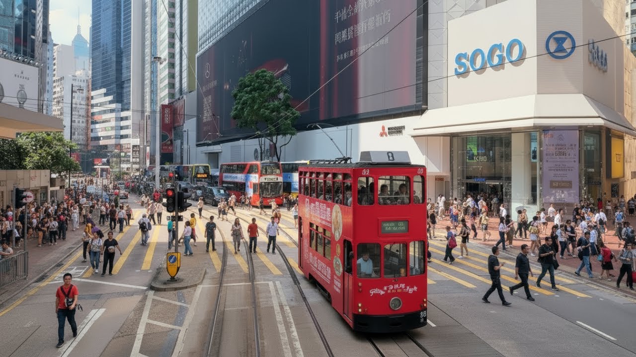 Hong Kong Tram Ride 🚋 4K | Exploring the City by Double-Decker Tram