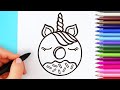 How to Draw a Unicorn Donut | Drawing and Coloring Unicorn Donut