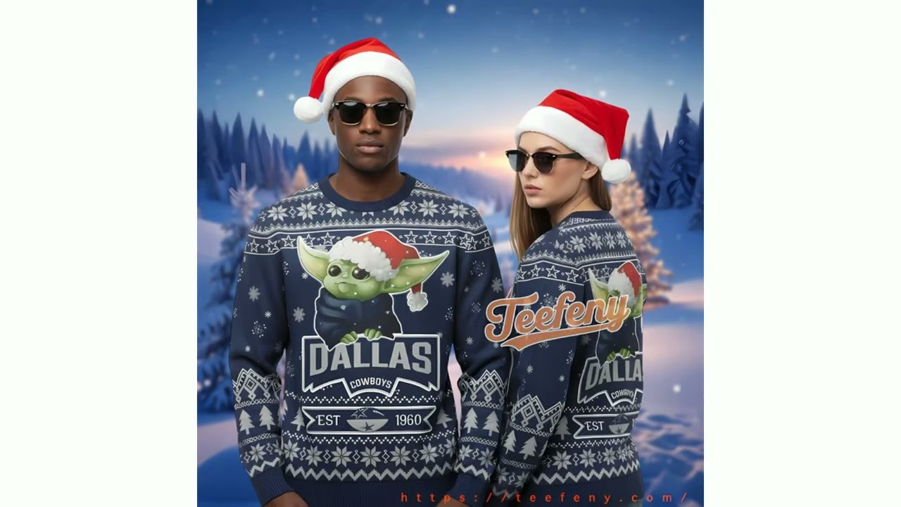 Baby Yoda Claus Dallas Cowboys Best Christmas Sweater Blue