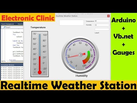 Arduino Weather Station dht11 | Display Sensors Data on Gauges vb.net | temperature and humidity