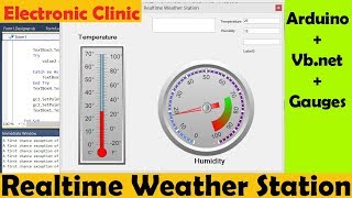 Arduino Weather Station dht11 | Display Sensors Data on Gauges vb.net | temperature and humidity