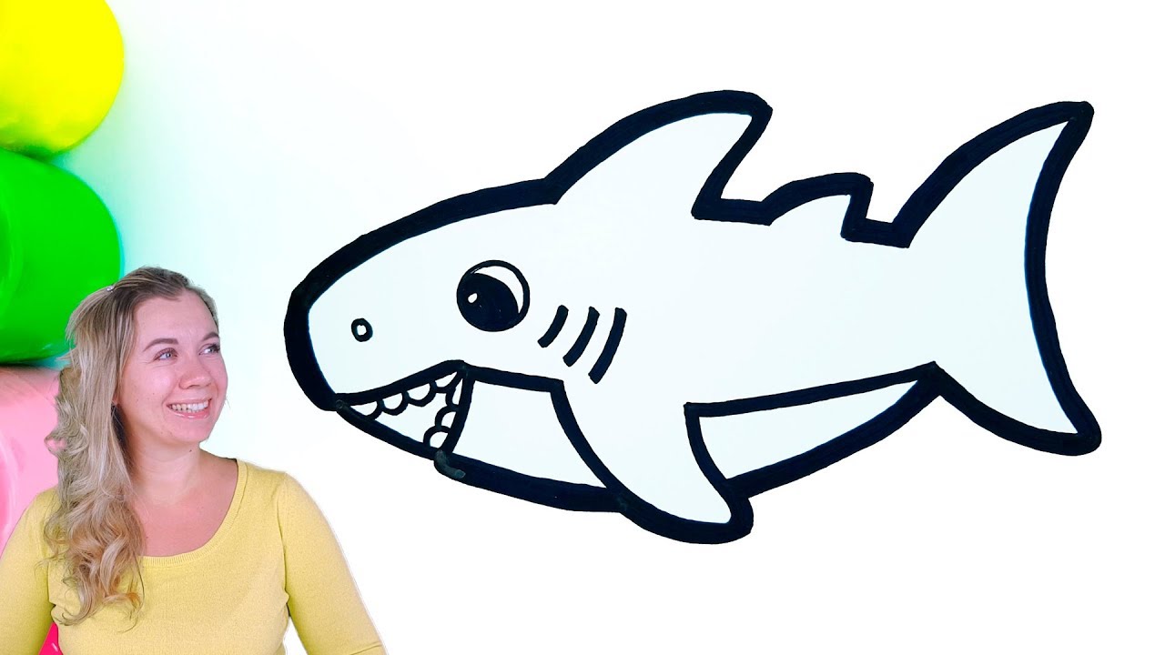Baby Shark Coloring And Drawing For Kids With Paint Youtube