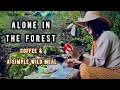 ASMR Cooking Alone in the Forest | The Sound of Nature +Fire☕🔥🥘