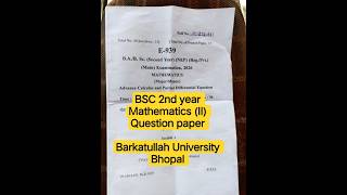 mathematics major (II) questions paper 2026 bsc 2nd year|| Barkatullah University Bhopal || #shorts