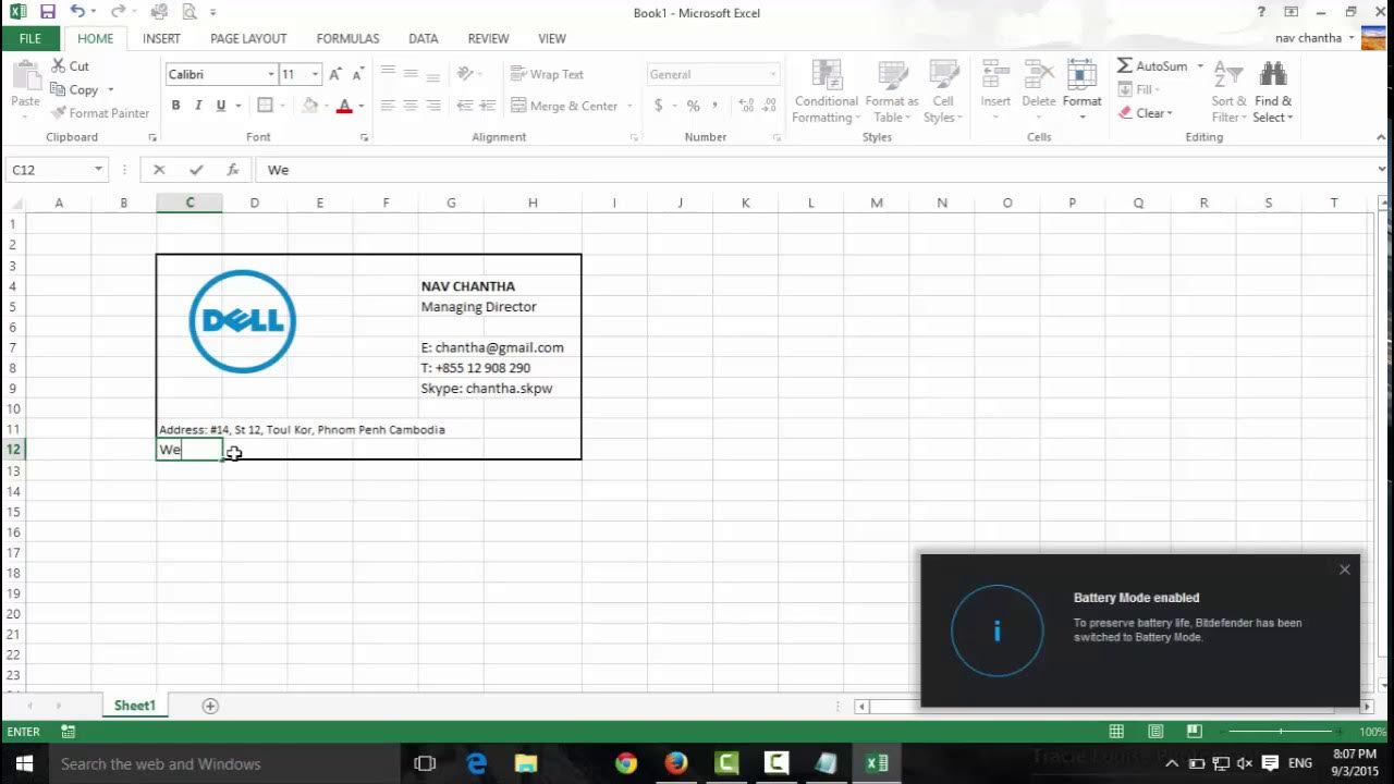 How to Make Business Cards with Microsoft Excel YouTube