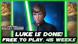 Jedi Knight Luke Skywalker - Relic 7!  Free to Play Jabba Farming at 45 Weeks in Galaxy of Heroes