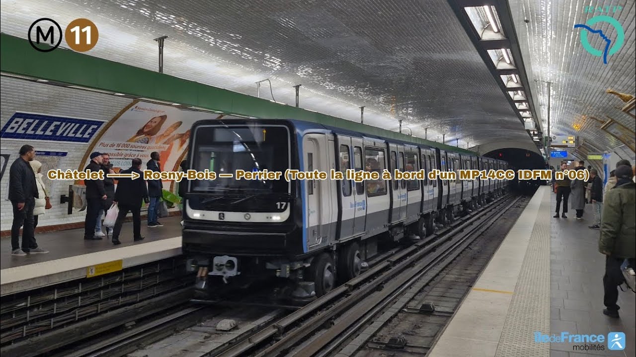 [Métro ligne 11 RATP] MP14CC IDFM n°06 – Châtelet à Rosny-Bois Perrier #ratp #idfmobilités #mp14