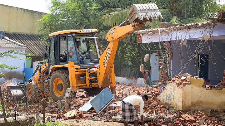 JCB 3dx Bucket Demolition 2 Old Dangerous School Building in Mayaneri Village
