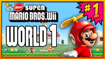 New Super Mario Bros Wii 100% Walkthrough Part 1 - World 1 (1-1, 1-2, 1-3 & 1-Tower) All Star Coins