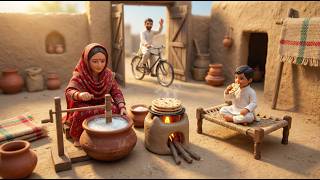 Miniature Doll Cooking Desi Breakfast 🍳 | Tiny Aloo Paratha & Lassi in Mud House l Village Life ASMR