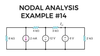 3.14 Nodal Analysis Numerical Example #14 in English | Basic Electrical Engineering