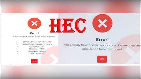 HEC Saved Application Error solution 100% verified