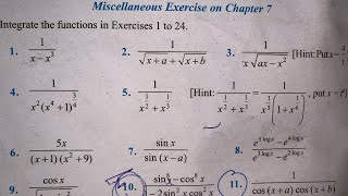 MISCELLANEOUS EX Q1 TO Q10  SOLUTIONS OF INTEGRALS NCERT CHAPTER 7 CLASS 12th(PART1)