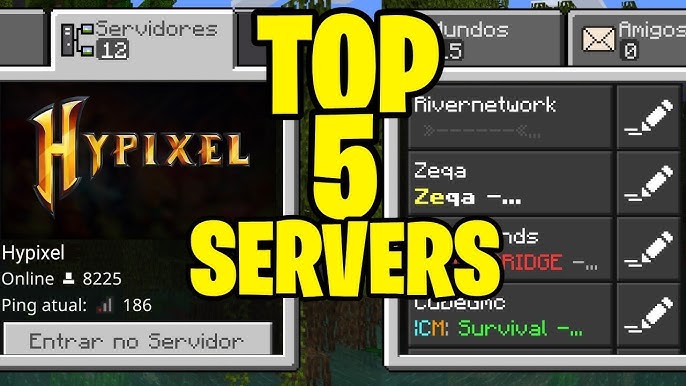 TOP 5 SERVIDORES DE MINECRAFT PIRATA E ORIGINAL 😍 