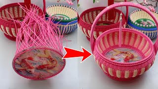 How to Make a Stylish PE Rattan Basket with Acrylic Base in Minutes! #diy #handmade #craft