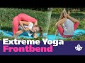 Extreme Yoga. Contortion. Frontbend. Flexibility. Legs behind back.
