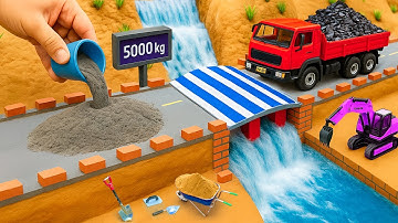 DIY Mini Tractor Builds a Concrete Highway Bridge with Heavy Load System | Science Project