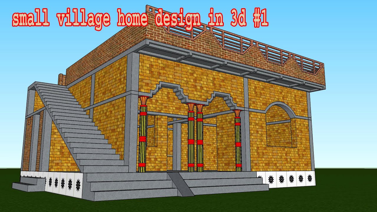 small village home design in 3d #1 | Outside staircase home plans | Best 2bhk House Plan