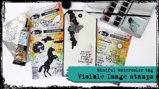 Watercolor tag with Visible Image stamps - You are beautiful