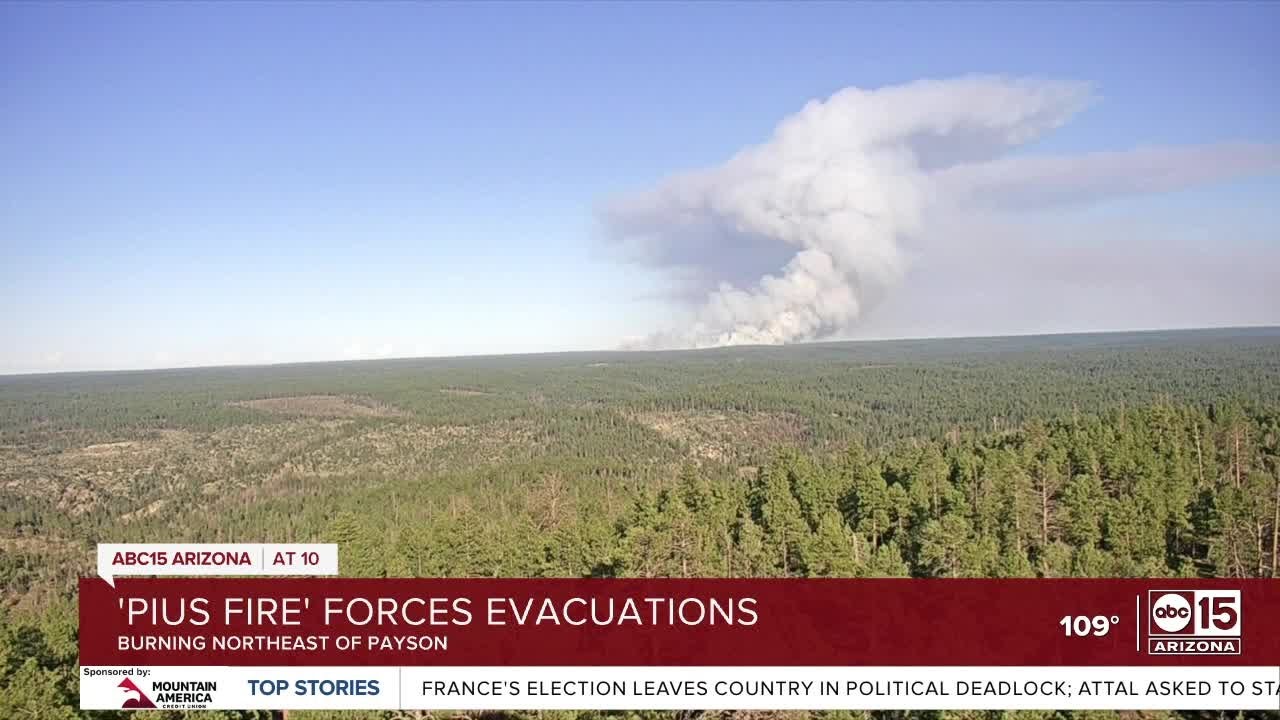Pius Fire prompting evacuations near Bear Canyon Lake - YouTube