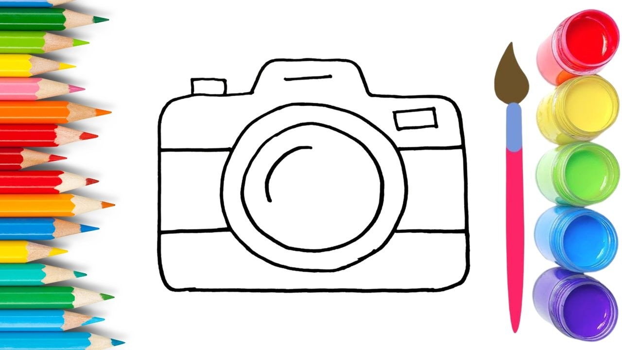 How To Draw cute Camera Drawing, Painting & Coloring For Kids and Toddlers_🌈🎨
