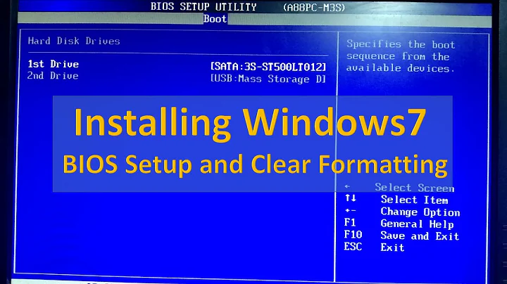 Installing Windows7 - BIOS Setup and Clear Formatting