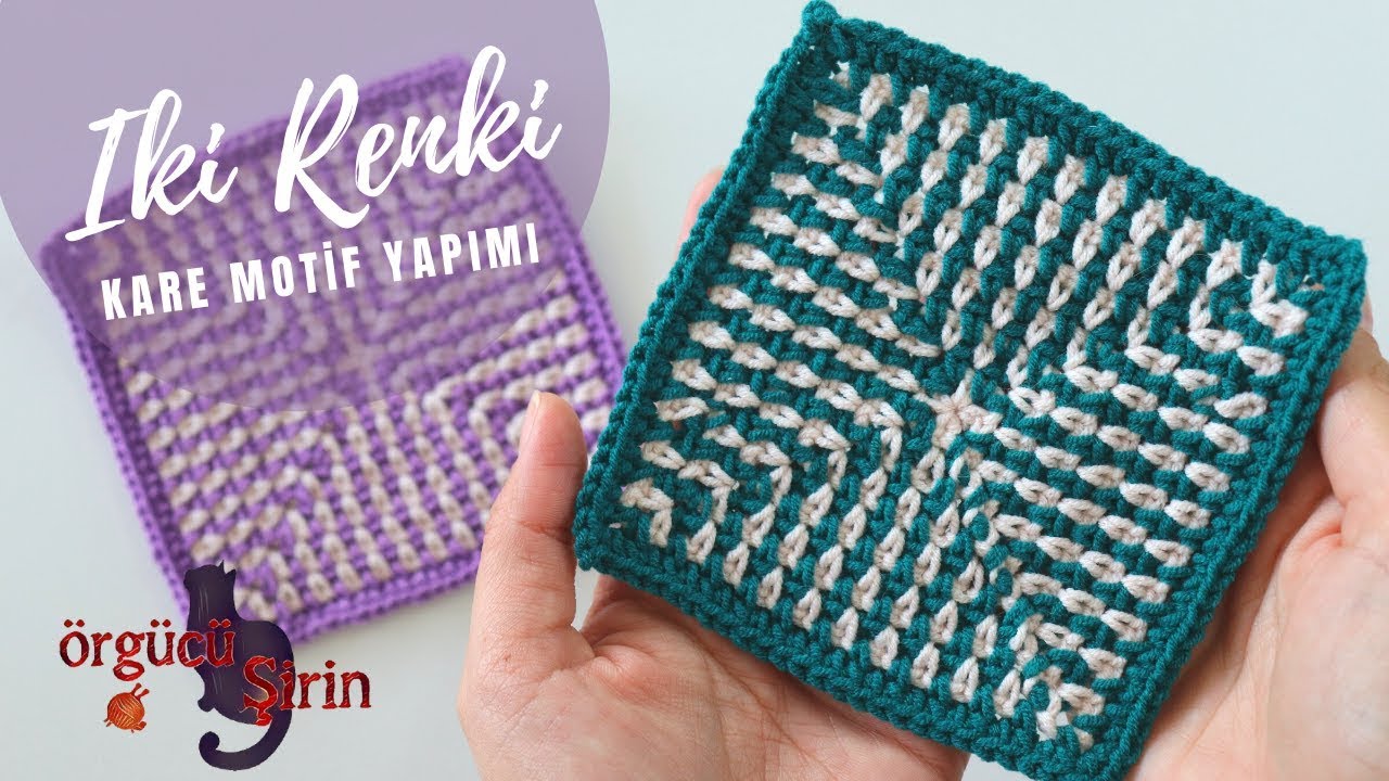 İki Renkli Kare Motif Yapımı / Örgü Modelleri
