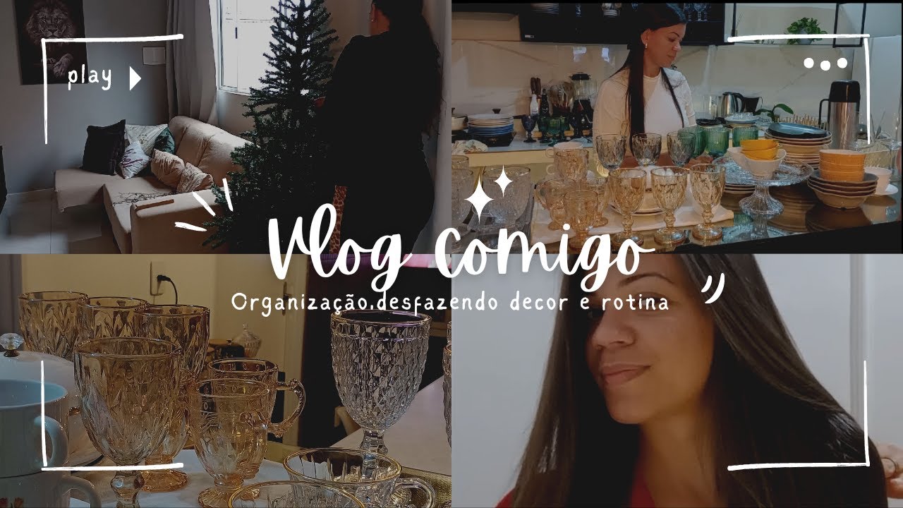 Limpeza e organização da cristaleira, desfazendo a decor de natal e rotina com dias chuvosos.