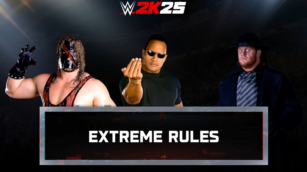 Full Match - Kane '98 vs. Undertaker '90. vs. The Rock '97: Extreme Rules Match | WWE 2k25