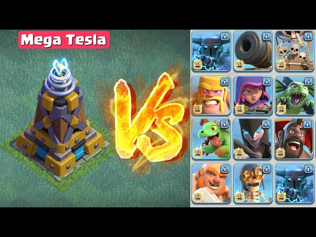 Mega Tesla vs All MAX Level Troops  Clash of Clans [Builder Base 2.0] Tips  and Tric 