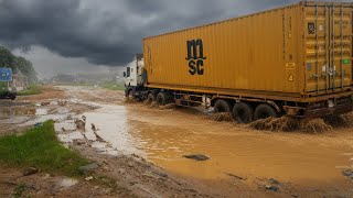 Truck Battles the Mud! Extreme Road Challenge After Heavy Rain