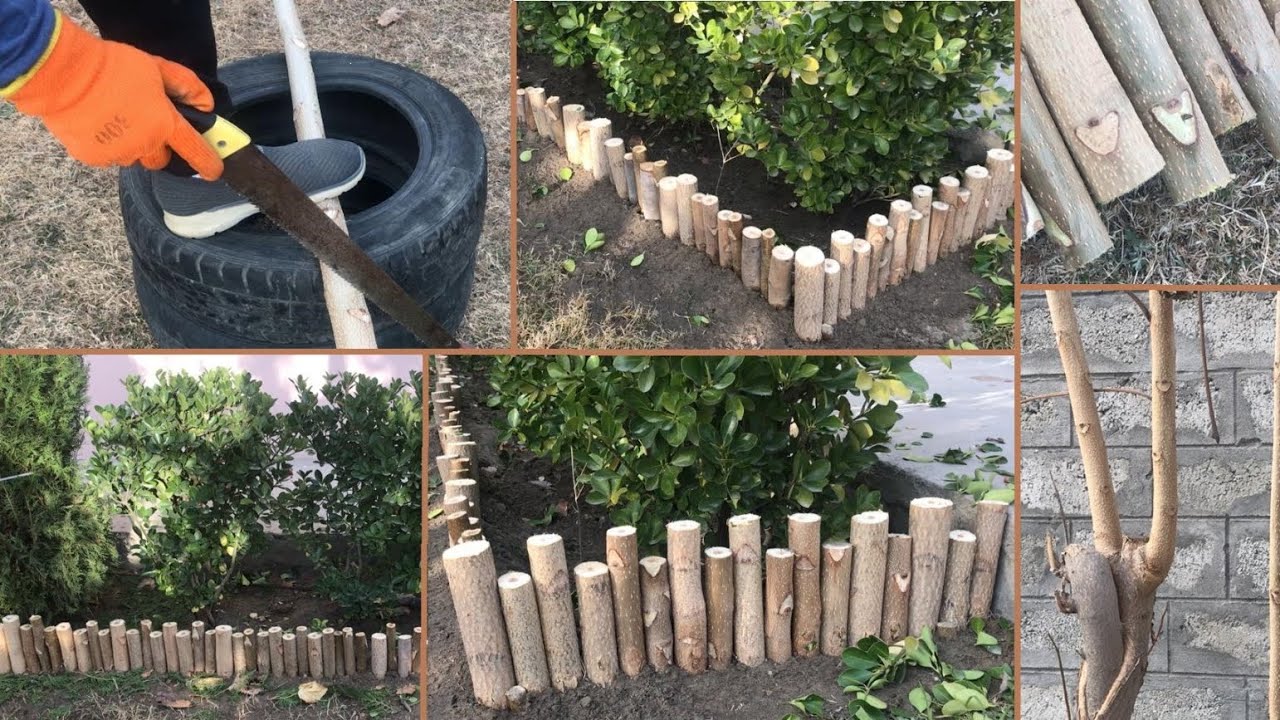 DIY Flower and Plant Border with Wooden Sticks | Easy Garden Border ...