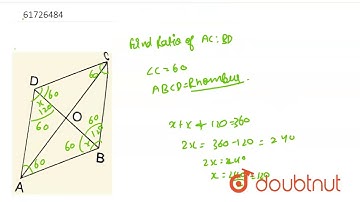 ABCD is a rhombus in which `angleC= 60^(@)`.