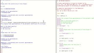 Ellipse Perimeter Approximation Accuracy | Comparison Via Python Script