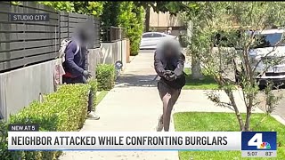 Neighbor attacked while confronting burglars in Studio City