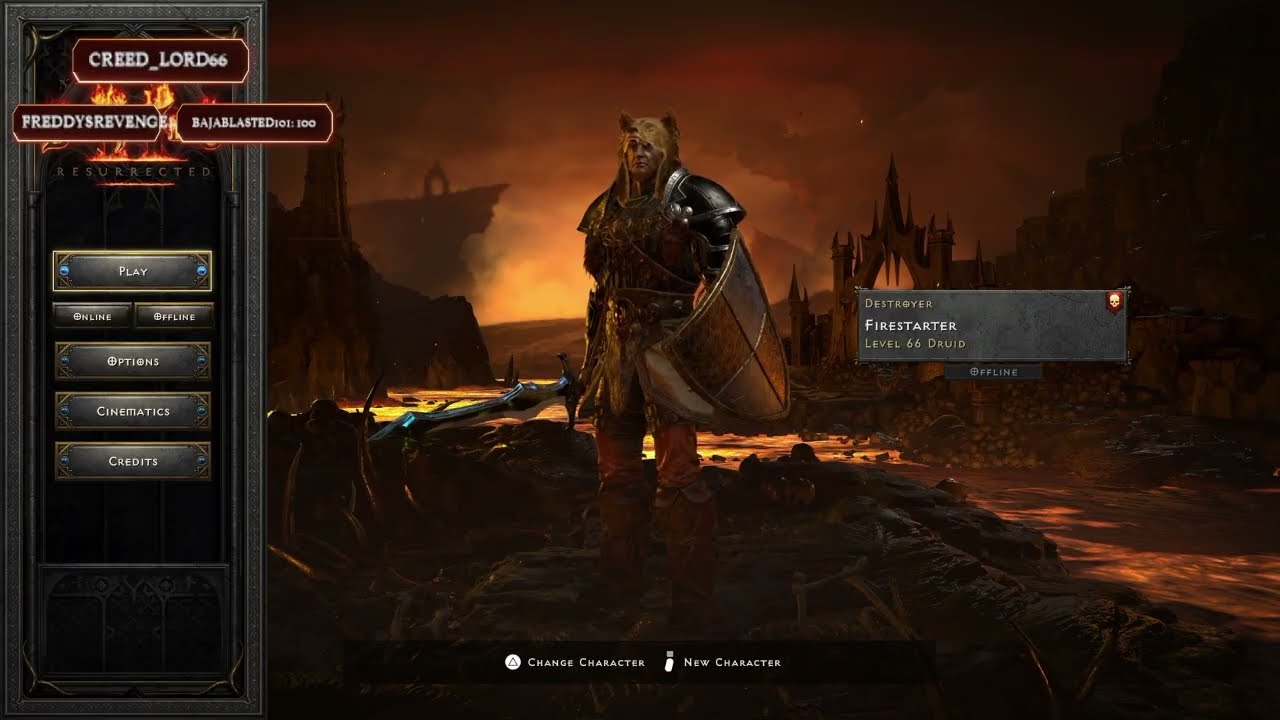 Diablo 2: Resurrected Offline Hardcore Players 8 Druid Nightmare Act 5+