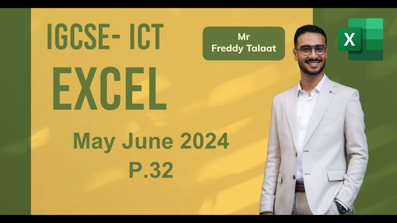 ICT OL 0417 May June 2024 Paper 32 Data Analysis using MS Excel - YouTube