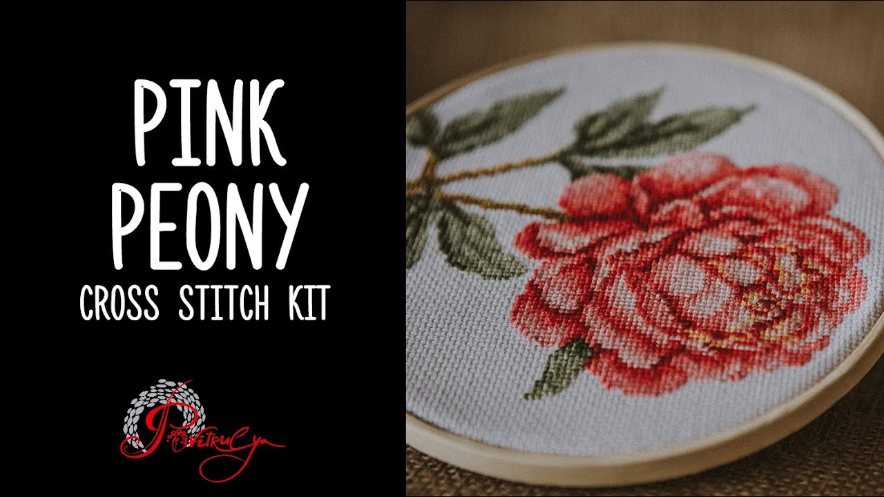 Pink Peony - Flower Cross Stitch Kit with Counted Pattern 