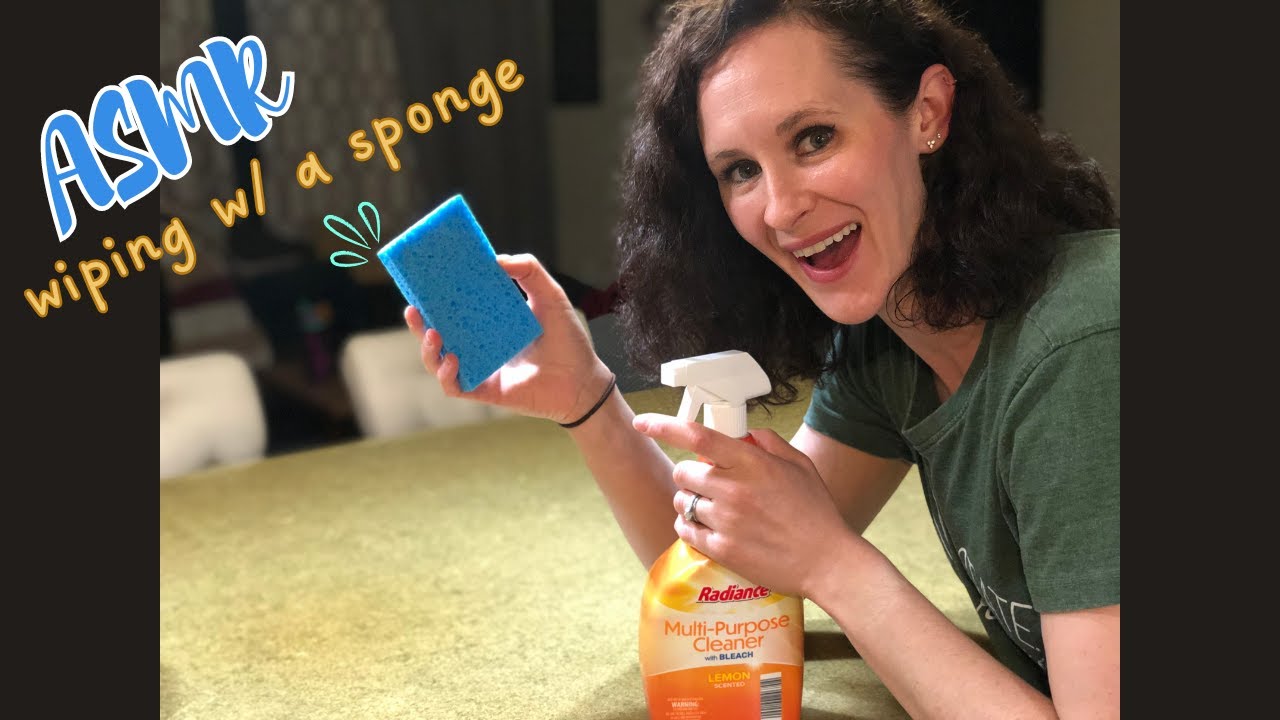 ASMR wiping kitchen surfaces w/ a sponge & spray. No talking. 