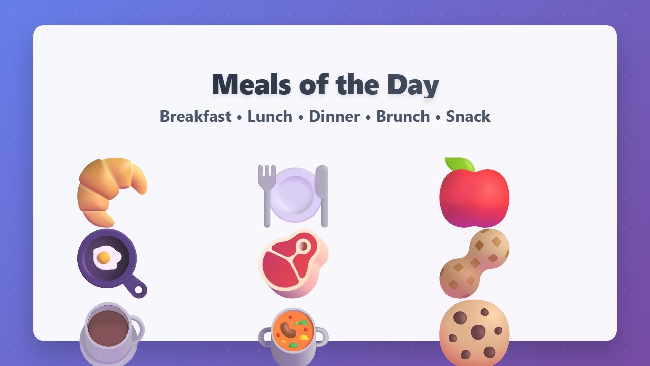Meals of the Day: Breakfast Lunch Dinner English Vocabulary - YouTube