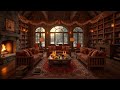 Peaceful Snowy Night Jazz ❄️ Fireplace Ambience for Study Focus &amp; Emotional Calm