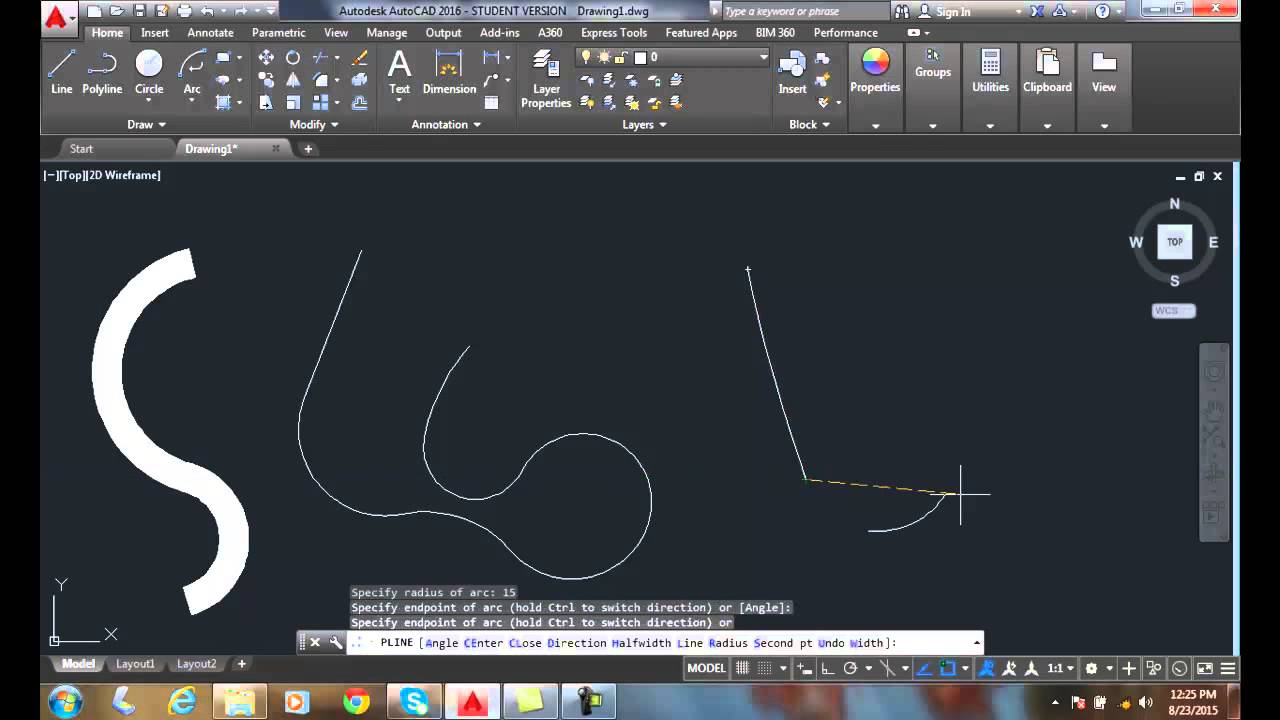 AutoCAD I 04 17 Drawing Polyline Arcs YouTube