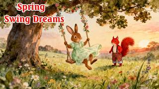 Spring Swing Dreams 🌸 Cozy Storybook Music in the Little Rabbit Village | Soft Folk Ambience