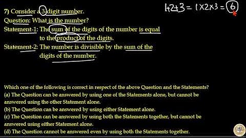 Consider a 3-digit number. Question: What is the number? Statement-1: The sum of the digits of the n
