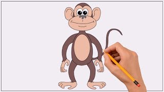 How to Draw a Cute Monkey Step by Step Easy | Coloring Book Page and Drawing Learn Colors For Kids